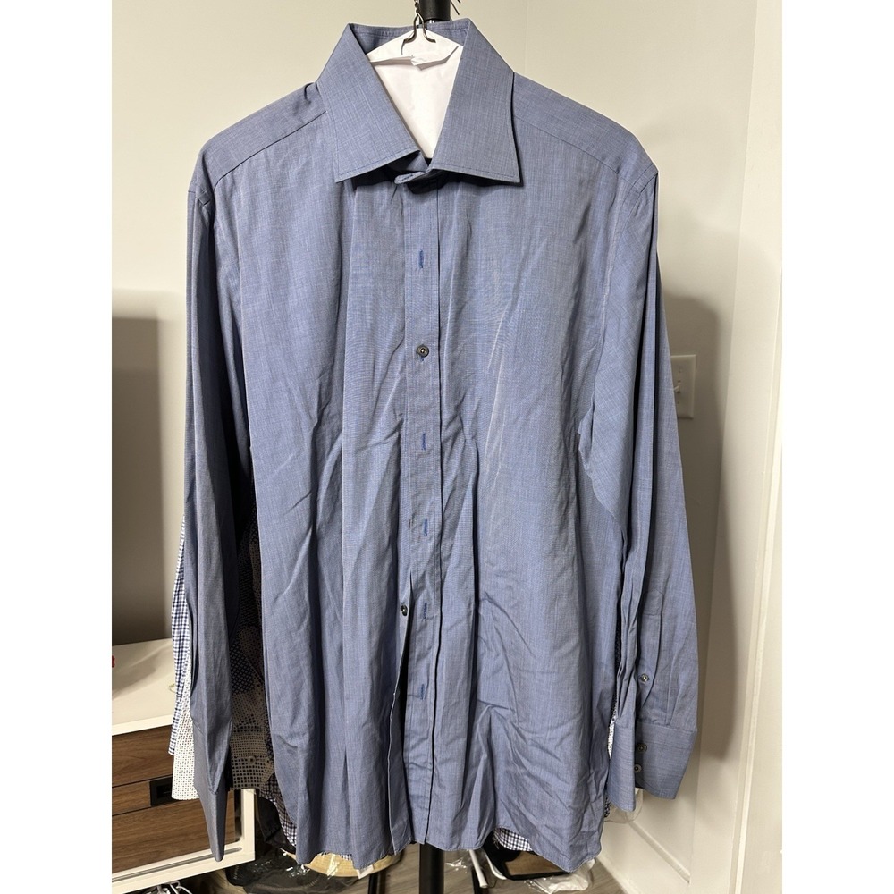 Tom Ford  Button Front Shirt Blue  ‎ Long-Sleeve Cotton   46/18